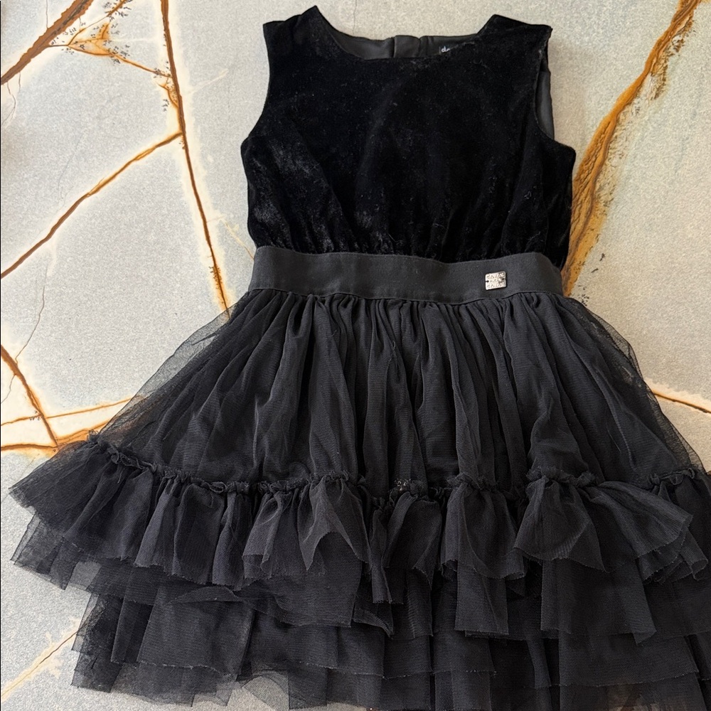 Deux par Deux Black Layered Kids Dress
